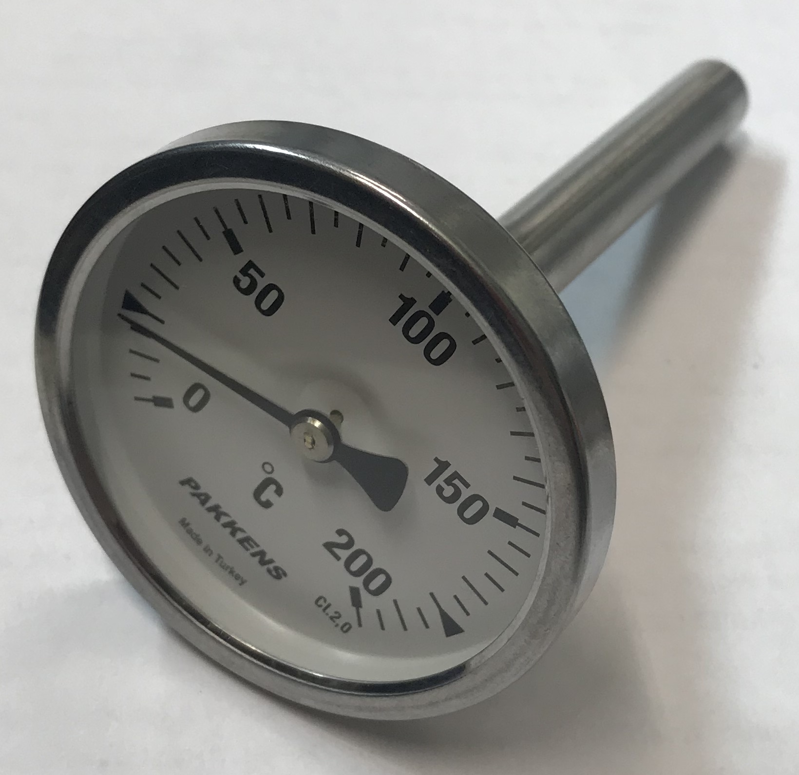 Термометр биметаллический трубчатый Ø63мм  T-200ºC гильза L-100мм с резьбой 1/2  01051159